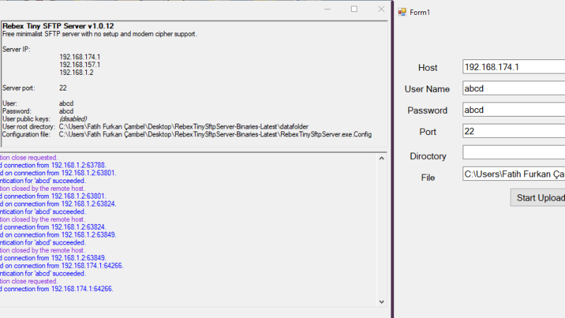 c# ve ssh kullanarak kendi sftp dosya yükleyici windows uygulamanızı nasıl kodlarsınız