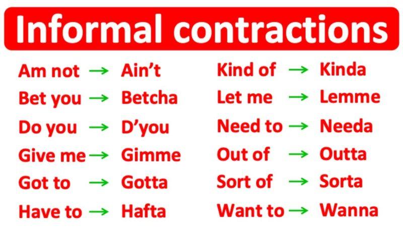 Gonna, wanna, gotta vb. İngilizce kısaltmalar(Informal Contractions)