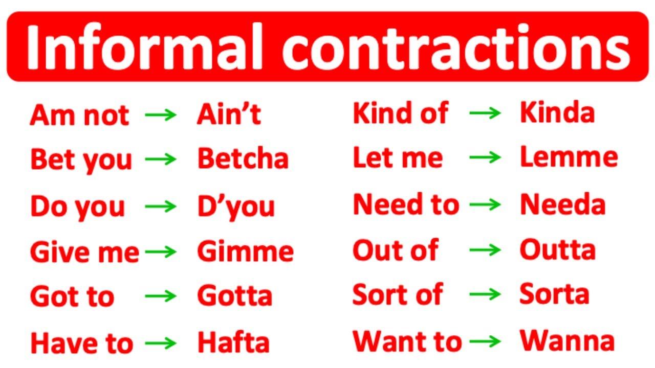 Gonna, wanna, gotta vb. İngilizce kısaltmalar(Informal Contractions)