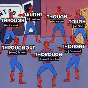 Tough, Though, Taught, Thought, Through, Throughout, Thorough